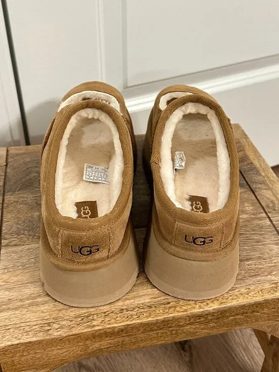 UGG Bea Genuine Shearling Lined Platform Mary Jane in Chestnut Size US 8 - Picture 6 of 13